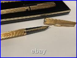 RARE Vintage WATERMAN CF 3 PIECE PEN SET Gold Plated Plaque OR G20 18K GOLD NIB
