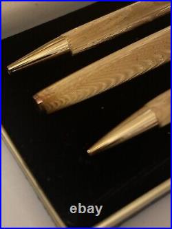 RARE Vintage WATERMAN CF 3 PIECE PEN SET Gold Plated Plaque OR G20 18K GOLD NIB