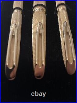 RARE Vintage WATERMAN CF 3 PIECE PEN SET Gold Plated Plaque OR G20 18K GOLD NIB