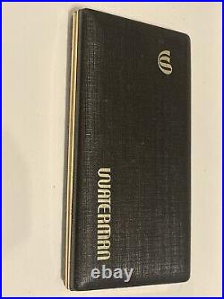 RARE Vintage WATERMAN CF 3 PIECE PEN SET Gold Plated Plaque OR G20 18K GOLD NIB