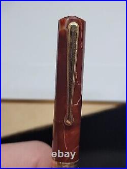 RARE! Vtg Waterman Ideal 94 Fountain Pen and Pencil 14k Flexible Nib Red Marbled
