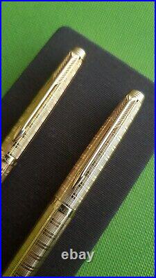 RARE pair Parker fountain pen 14k gold nib and ballpoint NOS