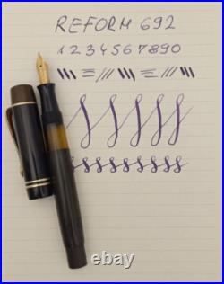 REFORM 629 Black Piston Fountain Pen 14k EF Nib Vintage 30s RARE Germany