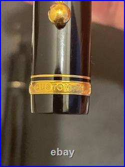 Rare 18K Gold Nib Custom 74 Fountain Pen Medium Flattop Limited Used