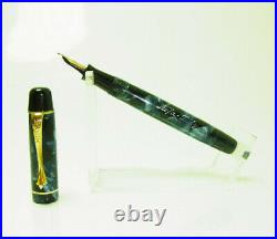 Rare 1930´s Dutch NEFA LADY Blue Marbled Fountain Pen Flexy 14ct F Nib SERVICED