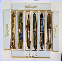 Rare 50's National Stylographic Fountain Pen Lot Of 6 Factory Box W. Germany
