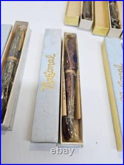 Rare 50's National Stylographic Fountain Pen Lot Of 6 Factory Box W. Germany