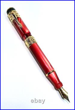 Rare! Ancora Vesuvio Red Limited Edition 73/88 Fountain Pen Medium 18k Gold Nib