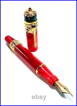 Rare! Ancora Vesuvio Red Limited Edition 73/88 Fountain Pen Medium 18k Gold Nib