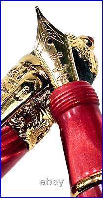 Rare! Ancora Vesuvio Red Limited Edition 73/88 Fountain Pen Medium 18k Gold Nib