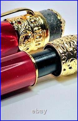 Rare! Ancora Vesuvio Red Limited Edition 73/88 Fountain Pen Medium 18k Gold Nib