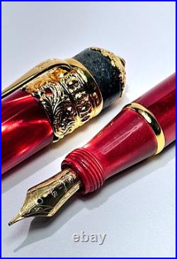 Rare! Ancora Vesuvio Red Limited Edition 73/88 Fountain Pen Medium 18k Gold Nib