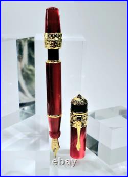 Rare! Ancora Vesuvio Red Limited Edition 73/88 Fountain Pen Medium 18k Gold Nib