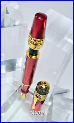 Rare! Ancora Vesuvio Red Limited Edition 73/88 Fountain Pen Medium 18k Gold Nib