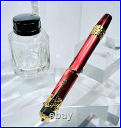 Rare! Ancora Vesuvio Red Limited Edition 73/88 Fountain Pen Medium 18k Gold Nib