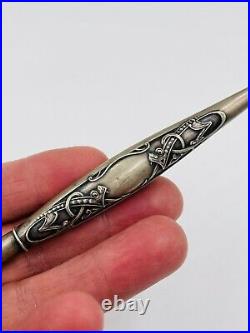 Rare Antique 830S Silver Dip Ink Nib Pen H. P. Denmark Danish Art Nouveau