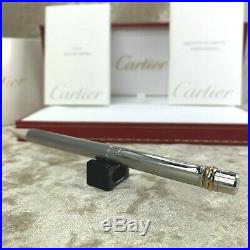 Rare Authentic Cartier Ballpoint Pen Trinity Brushed Silver withCase & Papers(NEW)
