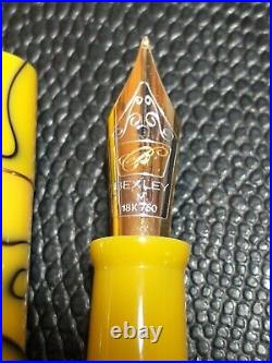 Rare Bexley Limited Edition White Tiger 18k 750 Solid Gold M Nib Fountain Pen