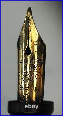 Rare Button Filler Parker Bchr 20 Fountain Pen Gold Lucky Curve #2 Nib Estate