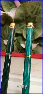 Rare CARTIER VENDOME ELECTRIC GREEN MALACHITE pen (Diabolo Pasha Roadster)