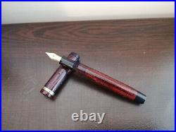 Rare Colektible Vintage Lamy Fountain Pen 14k Gold Nib Striped Red Black 1940