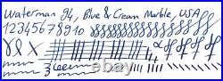 Rare Color! Waterman 94, Blue & Cream Marble, Rigid, 14k Medium Nib, USA
