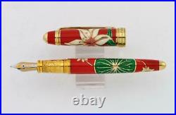 Rare David Oscarson Lilies Limited Edition Fountain Pen 1/8 Medium 18k Gold Nib