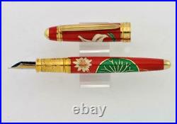 Rare David Oscarson Lilies Limited Edition Fountain Pen 1/8 Medium 18k Gold Nib