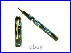 Rare ESTERBROOK RELIEF No 2 L Blue Marbled Fountain Pen 14ct OBB Nib