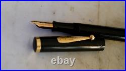 Rare Fountain Pen Waterman 55 Lever in Black Ebonite Solid 18 Cts Gold Nib