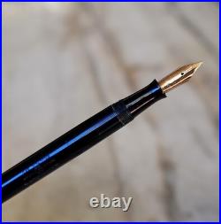 Rare Fountain Pen Waterman 55 Lever in Black Ebonite Solid 18 Cts Gold Nib