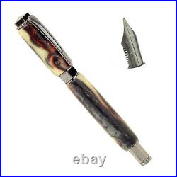 Rare Fountain pen with acrylic marbled barrel and titanium Flex nib hand made