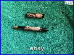 Rare Handmade Exotic Spalted Wood Fountain Pen With Ink & Cartridge
