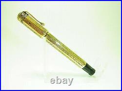 Rare Italian Gold Overlay Octagonal Safety Fountain Pen Flexy 14ct EF Nib EF M