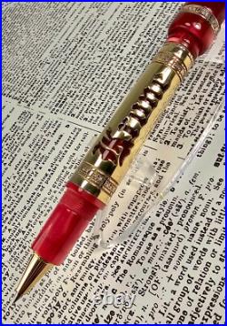 Rare! Krone Scepter Czar Red & Gold Rollerball Pen And Box (no Papers)