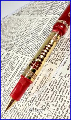 Rare! Krone Scepter Czar Red & Gold Rollerball Pen And Box (no Papers)