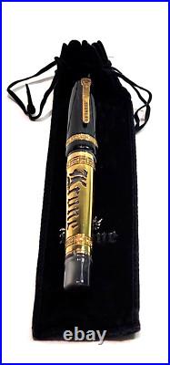 Rare! Krone Scepter Graphyte Black & Gold Rollerball Pen And Pouch (no Papers)