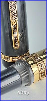 Rare! Krone Scepter Graphyte Black & Gold Rollerball Pen And Pouch (no Papers)