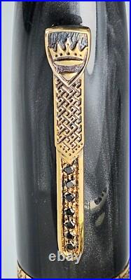 Rare! Krone Scepter Graphyte Black & Gold Rollerball Pen And Pouch (no Papers)