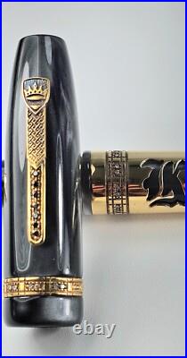 Rare! Krone Scepter Graphyte Black & Gold Rollerball Pen And Pouch (no Papers)