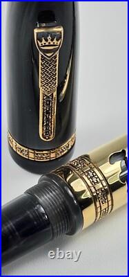 Rare! Krone Scepter Graphyte Black & Gold Rollerball Pen And Pouch (no Papers)