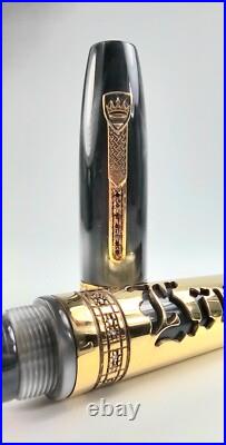 Rare! Krone Scepter Graphyte Black & Gold Rollerball Pen And Pouch (no Papers)