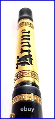 Rare! Krone Scepter Graphyte Black & Gold Rollerball Pen And Pouch (no Papers)
