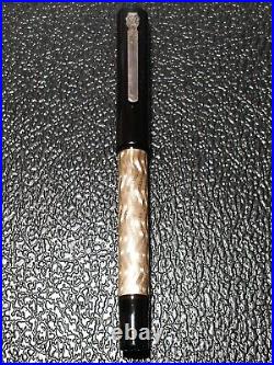 Rare Marlen Serpentine 18k Gold Medium Nib Sterling Silver Vintage Fountain Pen