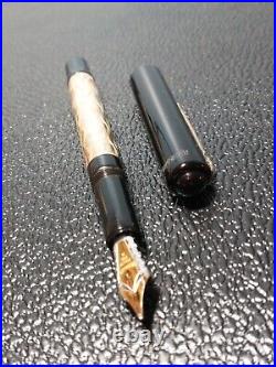 Rare Marlen Serpentine 18k Gold Medium Nib Sterling Silver Vintage Fountain Pen
