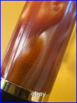 Rare Mint Bexley Prometheus large Brown &Gold Flat Top Fountain Pen F Medium Nib