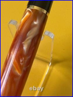 Rare Mint Bexley Prometheus large Brown &Gold Flat Top Fountain Pen F Medium Nib