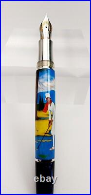 Rare! Montegrappa St Moritz 2010 Summer Golf Fountain Pen Medium Nib Issmlr