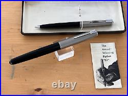 Rare New Old Stock Parker 51 Special Fountain Pen & Pencil withBox & Papers 1950's