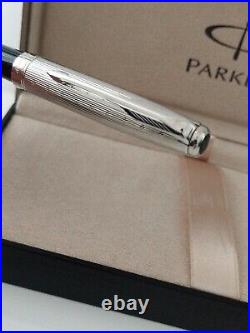 Rare New Parker Sonnet Gifted Beaded P. Silver Ballpoint Pen Silverplated